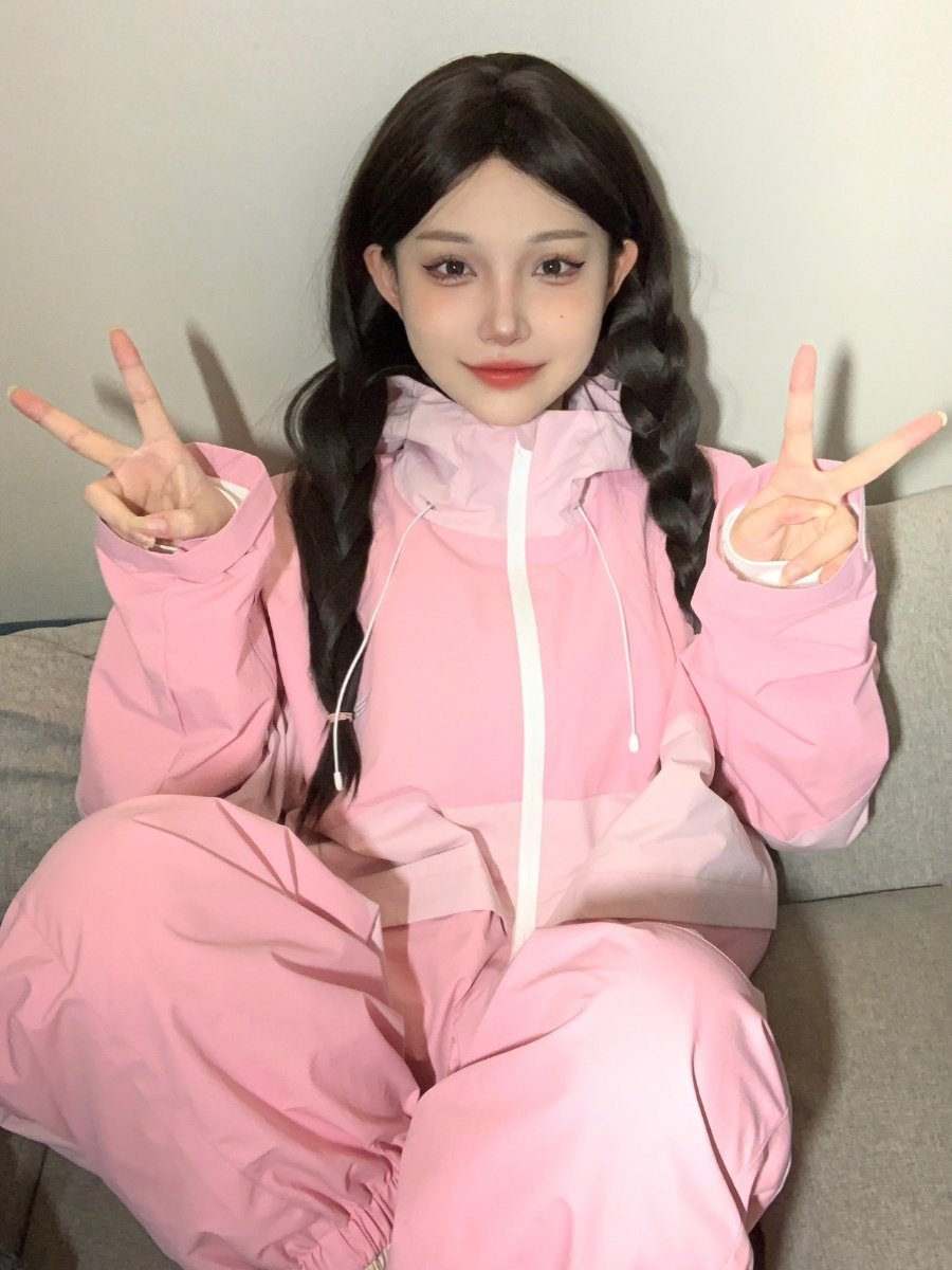 23-24TSI MIRROR PINK DOUBLE-COLOURED SKI SUIT SUIT WITH MEN AND WOMEN