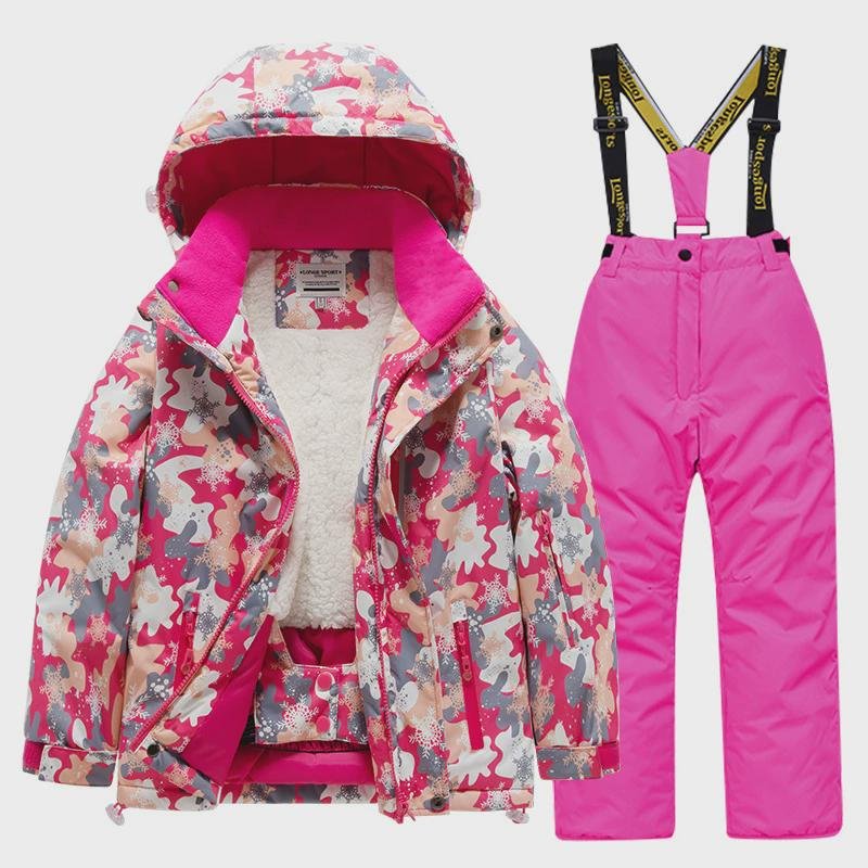Children ' s skiing suit with girls ' outdoors and waterproof and windproof baby boys ' skiing pants
