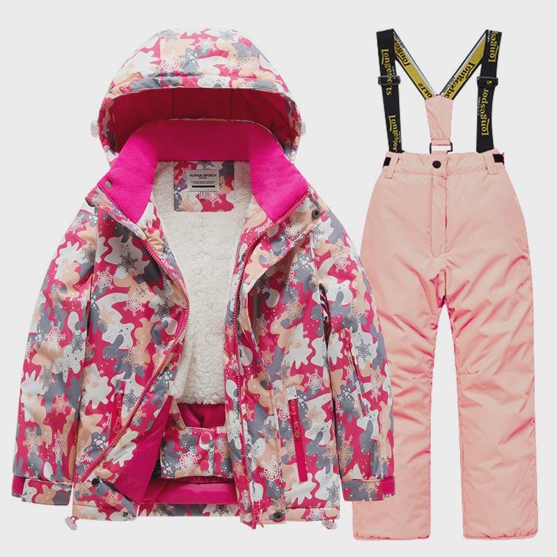 Children ' s skiing suit with girls ' outdoors and waterproof and windproof baby boys ' skiing pants