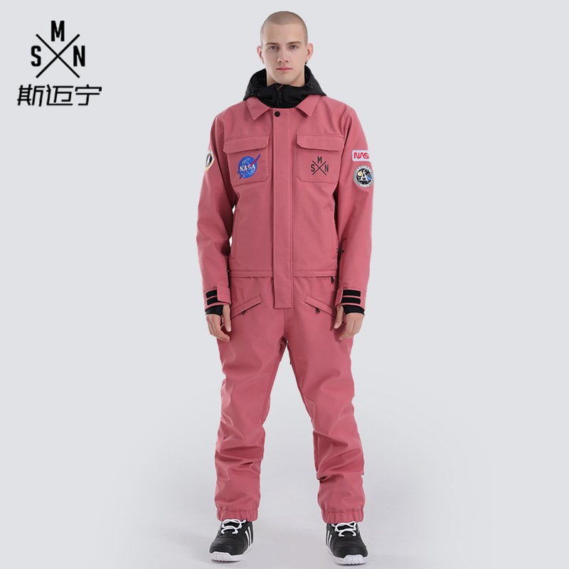 Women in ski suits with wind and water protection and heating, men in a single, double-board foreign trade ski suit