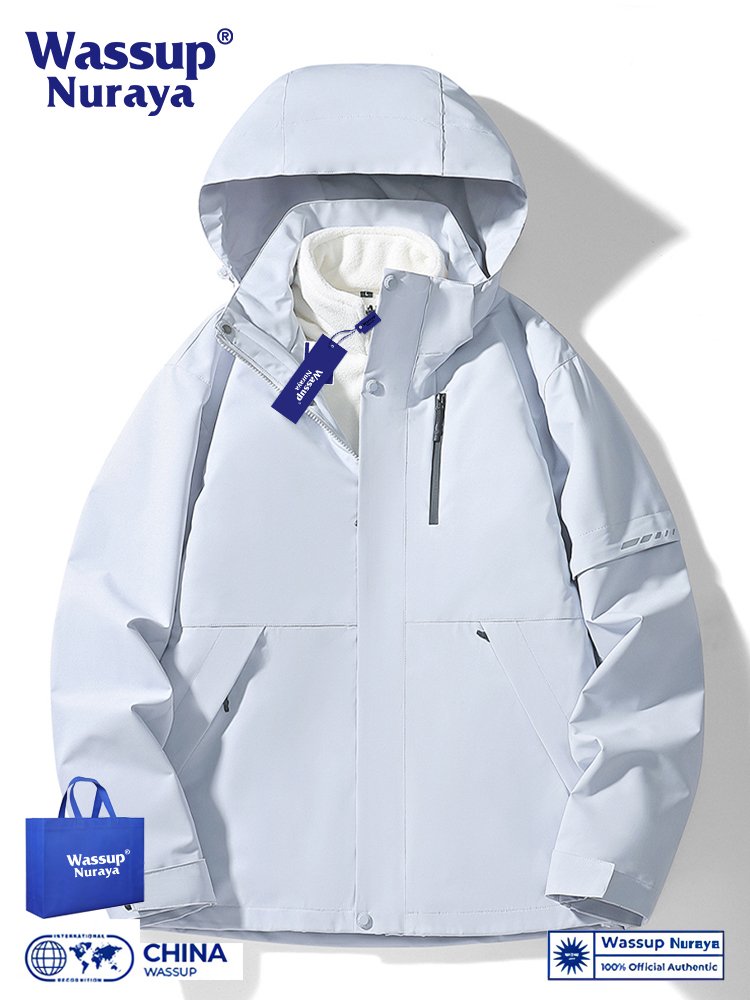 WASSUP ASSAULT SUIT, THREE IN ONE, MALE AND FEMALE JACKET, 2024 NEW WINDPROOF, RAIN-PROOF, FALL-DOWN, MOUNTAIN-RIDING SUIT, TWO SETS