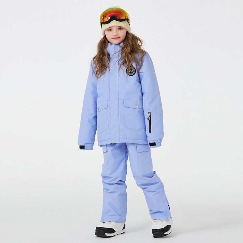 New ski suit for children with boys and girls in winter waterproof and thicker children ski pants