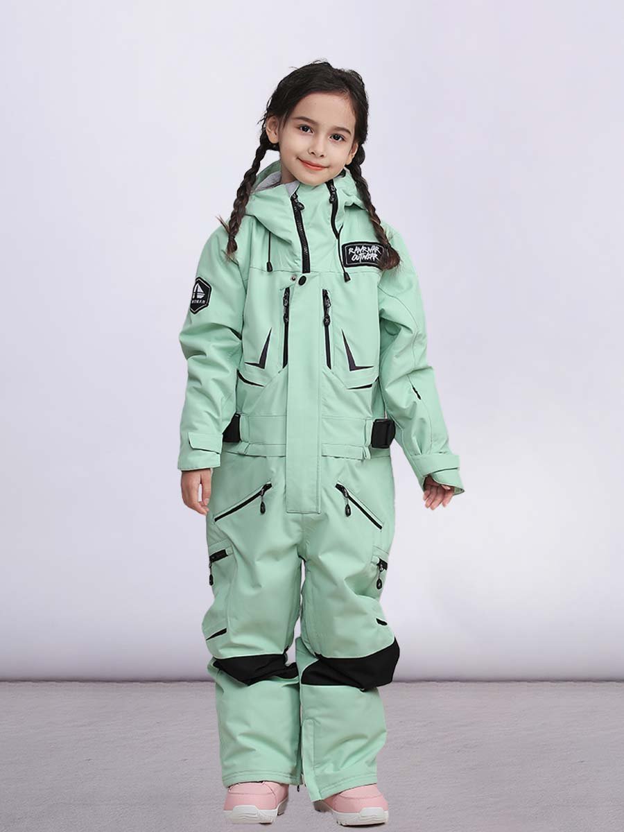 High-end ski suit with a girl-coloured, waterproof, two-board, single-board child ski suit