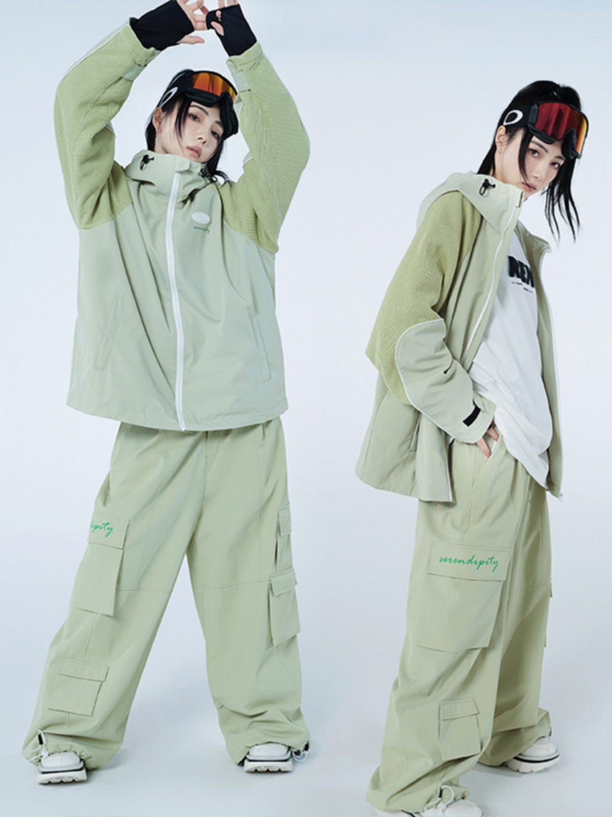Ren Swordmint Green-Skiker suit for 20K-free, wet-water-resistant and velvet-slab doubleboard