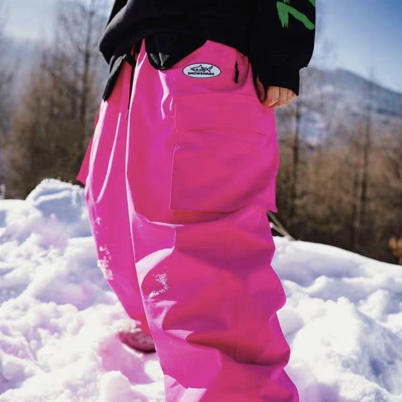 SNOWSHARK 3L-L-RED SKI PANTS WITH VELVET AND THICK WATERPROOF, WIND-PROOF AND WARM, SINGLE-SIDED, OUTDOOR EASING FOR BOTH SEXES