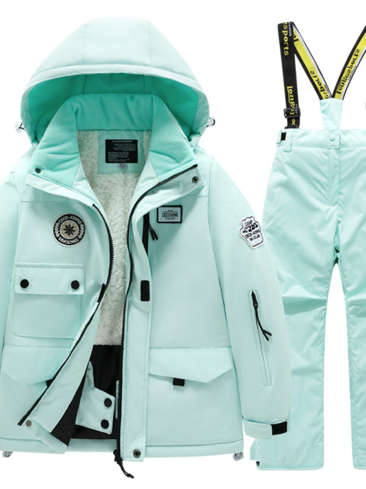 Children's skiing suit with heat and waterproof outdoors for boys and girls with cotton-covered outdoors