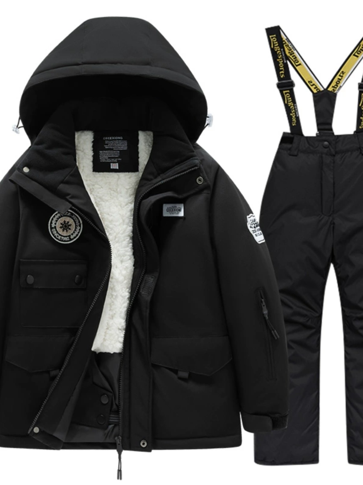 Children's skiing suit with heat and waterproof outdoors for boys and girls with cotton-covered outdoors
