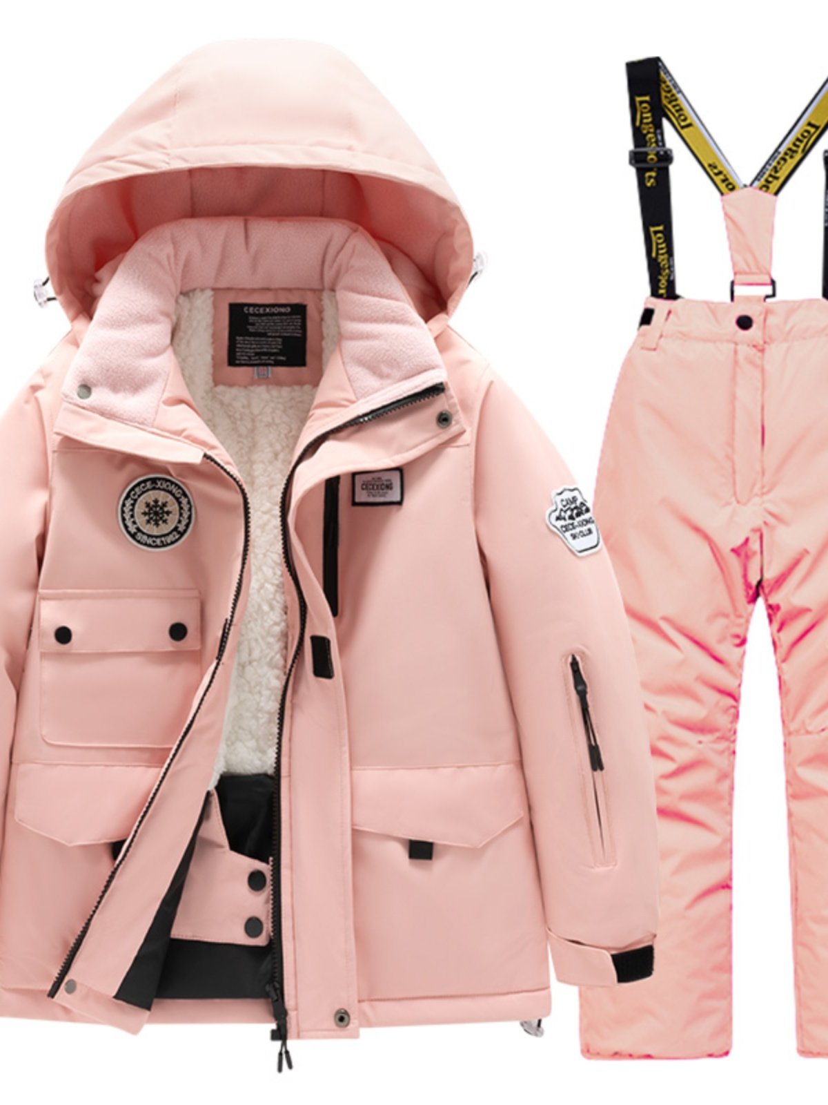 Children's skiing suit with heat and waterproof outdoors for boys and girls with cotton-covered outdoors