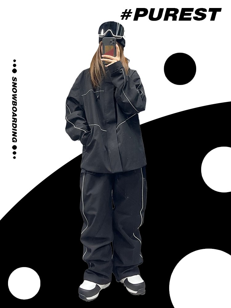 Purest's new single-ski suit with a male and female ski suit with a waterproof and wind-resistant ski suit