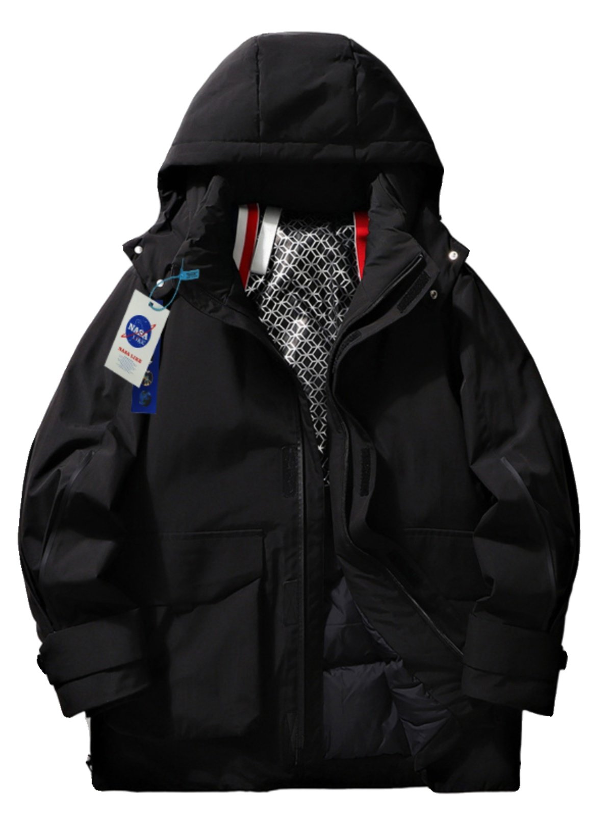 The velvet man and woman coats are warm and warm in winter