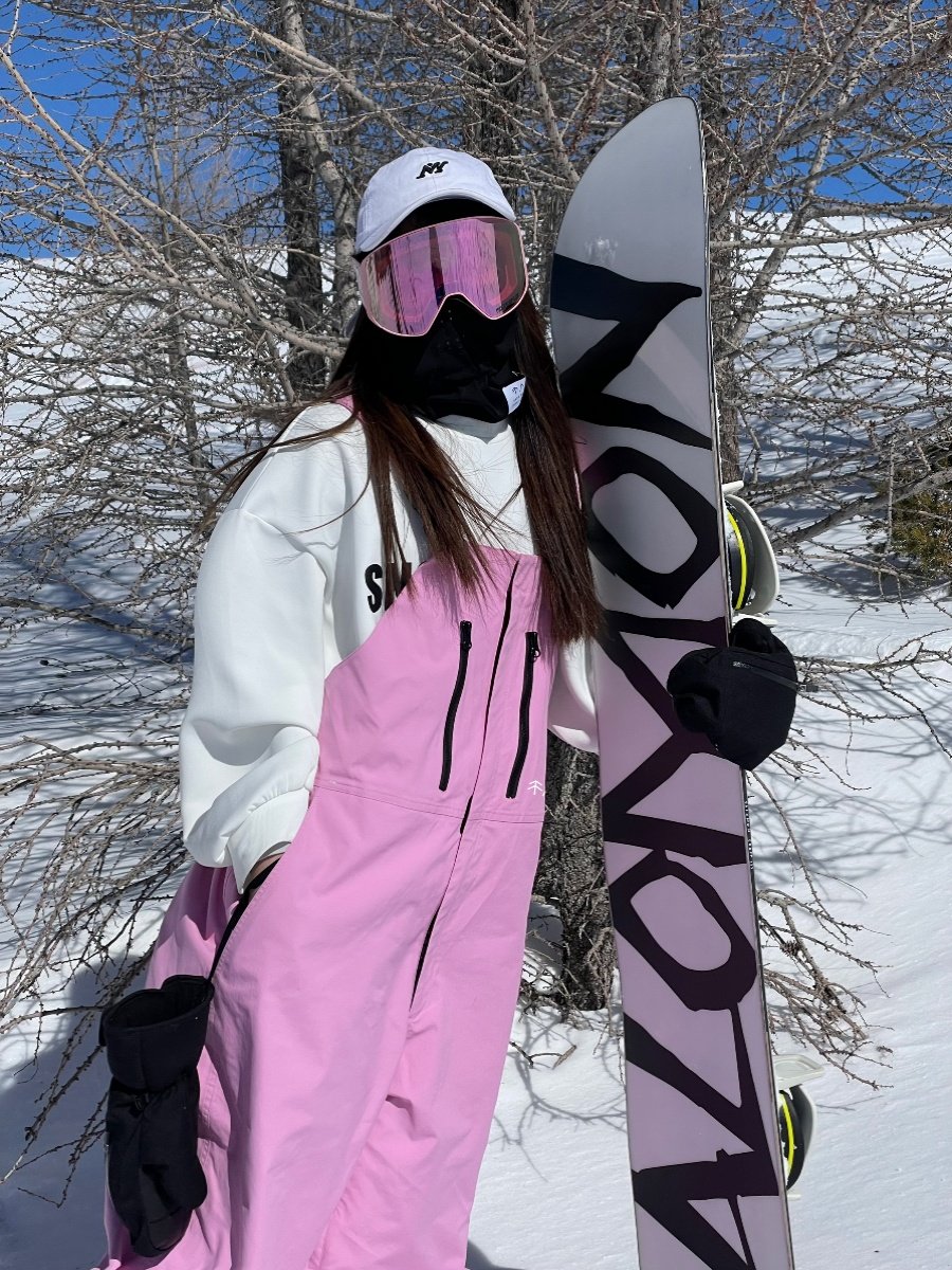 Snow No, pink single plate 3L skiing waterproof over size and flush all-voltage ski pants