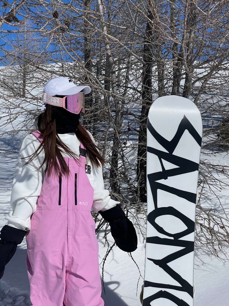 Snow No, pink single plate 3L skiing waterproof over size and flush all-voltage ski pants