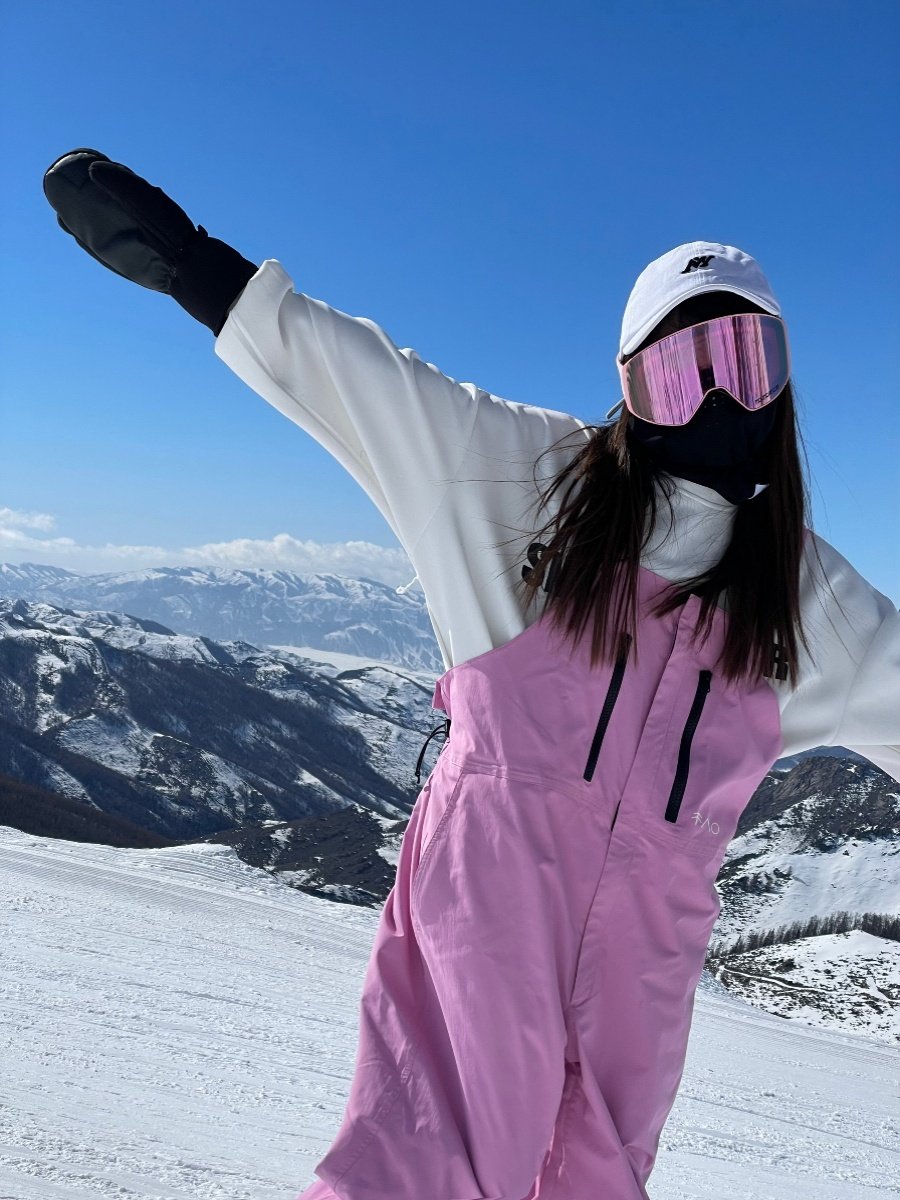 Snow No, pink single plate 3L skiing waterproof over size and flush all-voltage ski pants