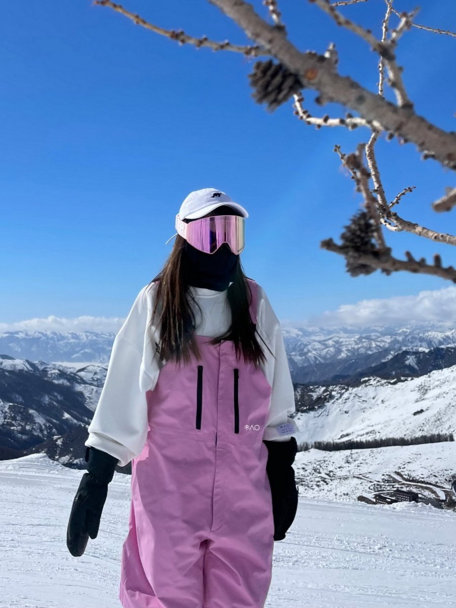 Snow No, pink single plate 3L skiing waterproof over size and flush all-voltage ski pants