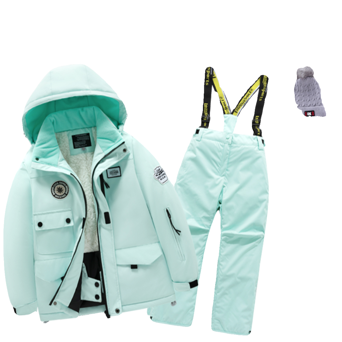 A new 2023 ski suit for boys and girls with a full set of specialized equipment for the extreme cold in the north-eastern snow countryside