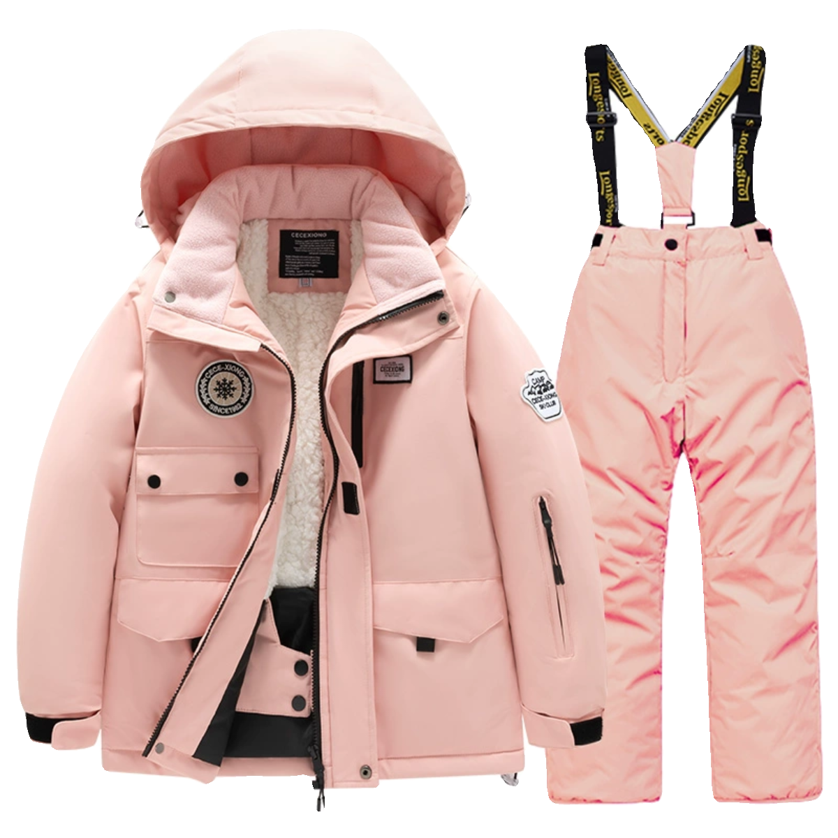 Children's skiing suit with a full set of specialized wind and waterproof and warm ski pants for boys and girls