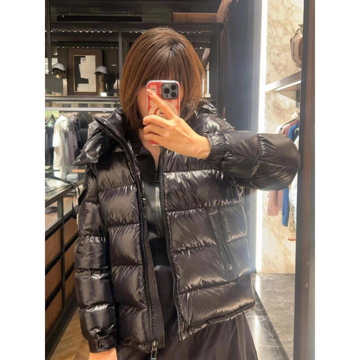 ♪ Back in the season buy Moncler/Munctu Mayamaya short hat bouquet male ski coat girl ♪