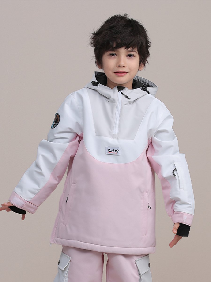 Children ' s water-ski suits, white mountain skis, wind-proof, green-skinned children ' s ski jackets