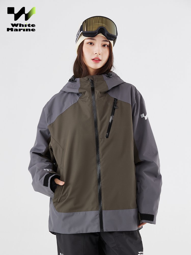 White Marine ski suit, co-ed, water-proof, small-time, outdoor ski jacket