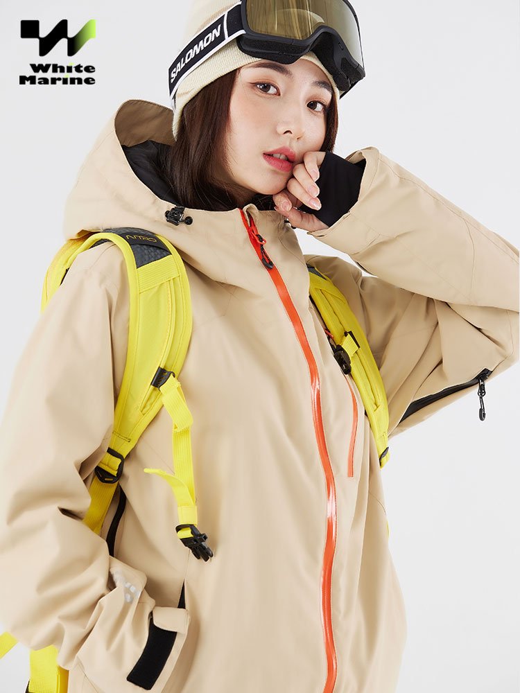 White Marine ski suit, co-ed, water-proof, small-time, outdoor ski jacket