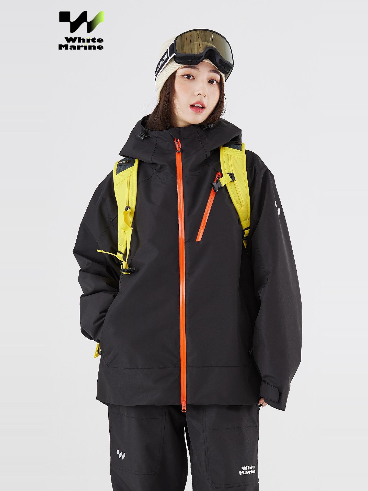 White Marine ski suit, co-ed, water-proof, small-time, outdoor ski jacket