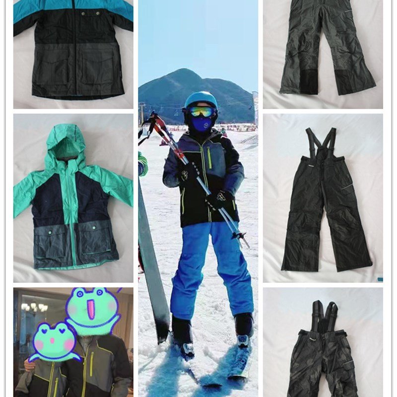 Long wind and water-proof jacket jackets for boys and girls in a single European ski suit