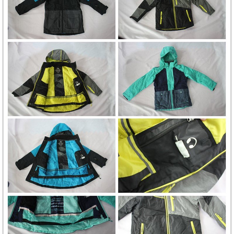 Long wind and water-proof jacket jackets for boys and girls in a single European ski suit