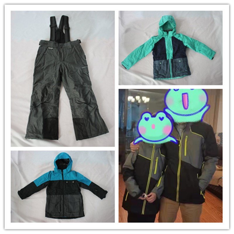 Long wind and water-proof jacket jackets for boys and girls in a single European ski suit