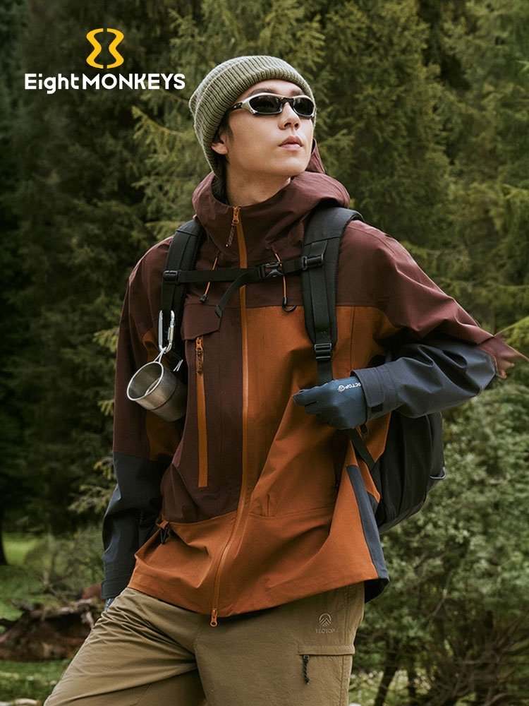 EIGHTMONKEYS NEW MOUNTAIN SYSTEM 3-STOREY GLUE HOODS, MALE AND FEMALE, WINDPROOF AND WATERPROOF MOUNTAIN ROVER JACKET