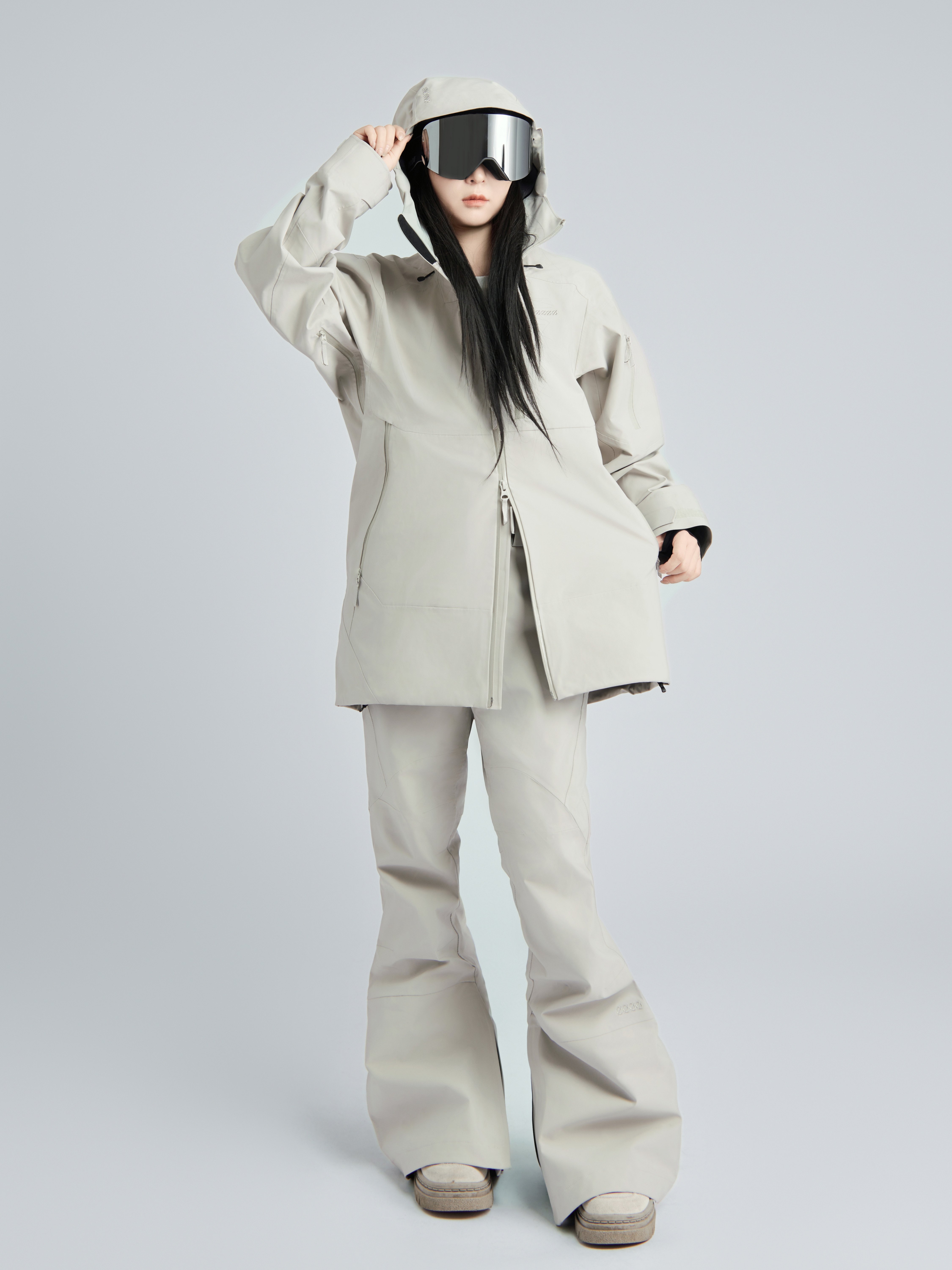 SNOSNO SKI JACKETS, 2024 NEW GIRL-SKINNED DOUBLE-BOARD WATERPROOF AND WARM