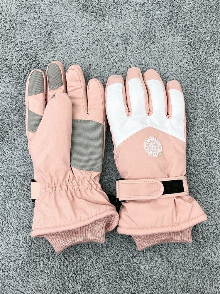 Ski gloves for women riding electric motorcycles and velvet-screened cotton for the winter