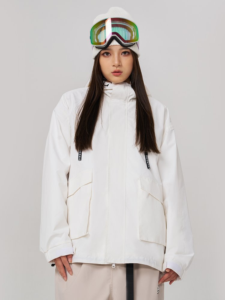 A new 2023 double-board white man and woman with a velvet-ski coat
