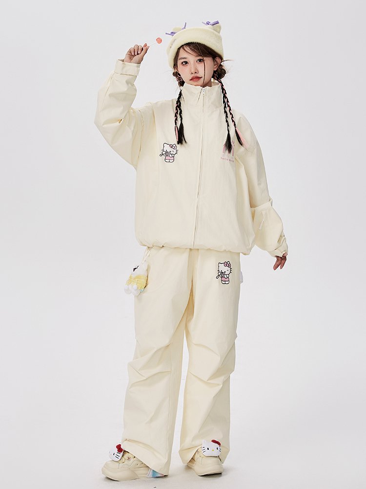ANT little ants pink kt Katty cat ski suit coats and pants for a girl with two-board waterproofing equipment