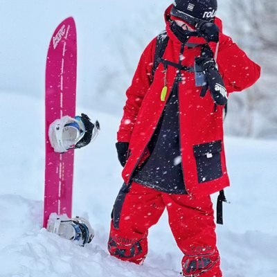 tolasmik single-board red ski suit, full of hooded, waterproof and windproof country ski pants
