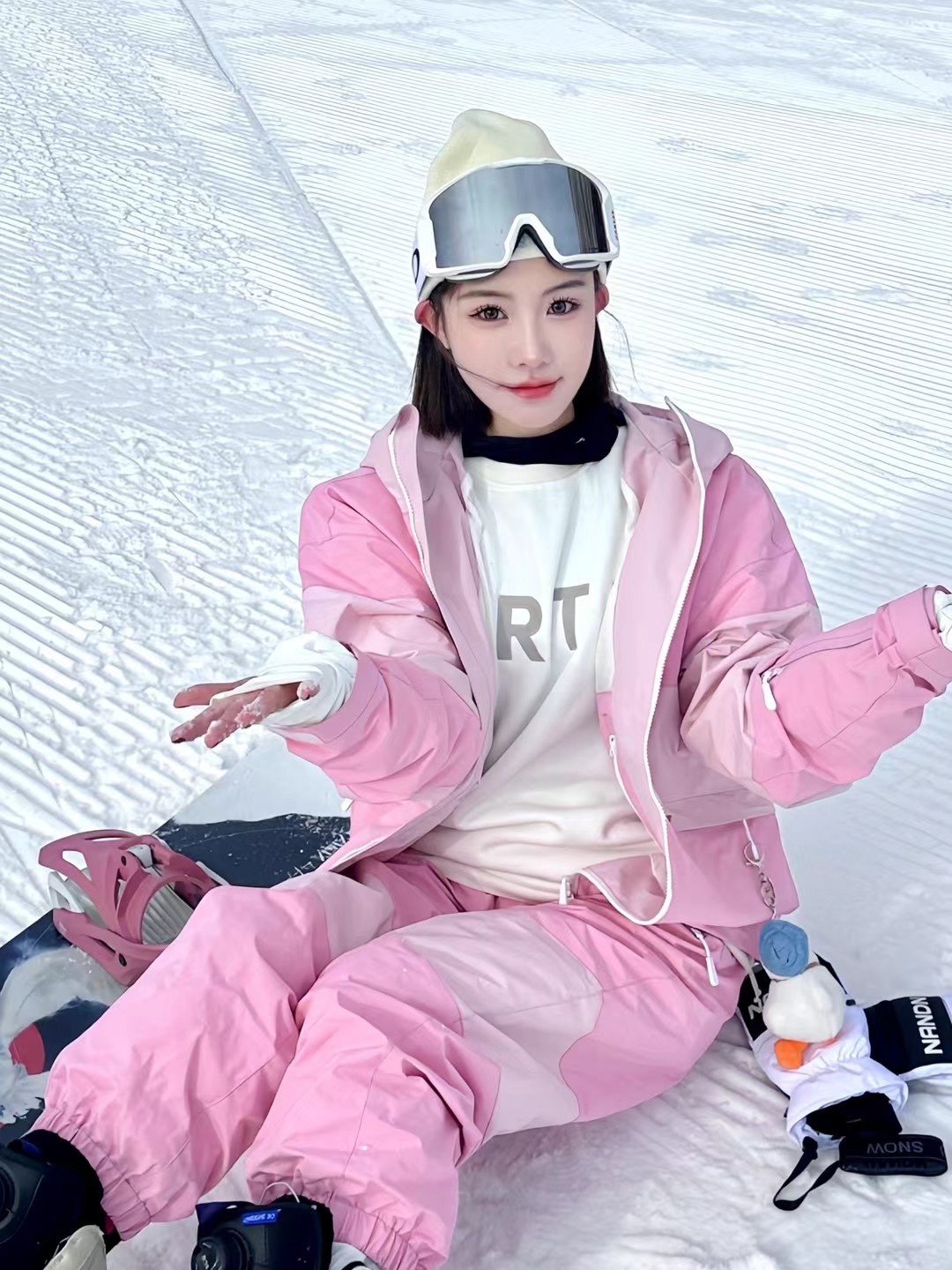 23-24TSI MIRROR PINK DOUBLE-COLOURED SKI SUIT SUIT WITH MEN AND WOMEN