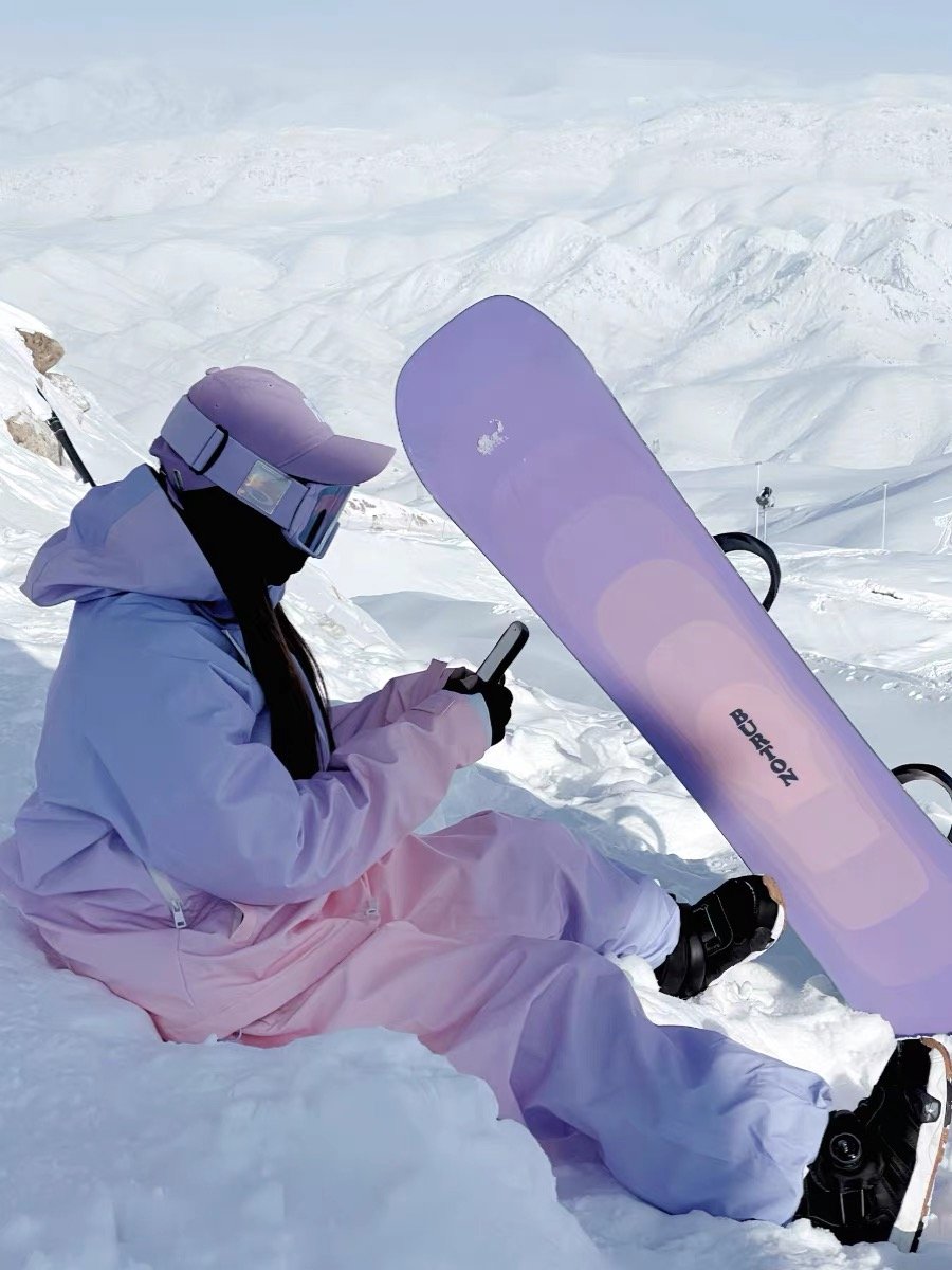 Little rabbits have a couple of long white hill skis, and if the snow's turning purple skis and pants
