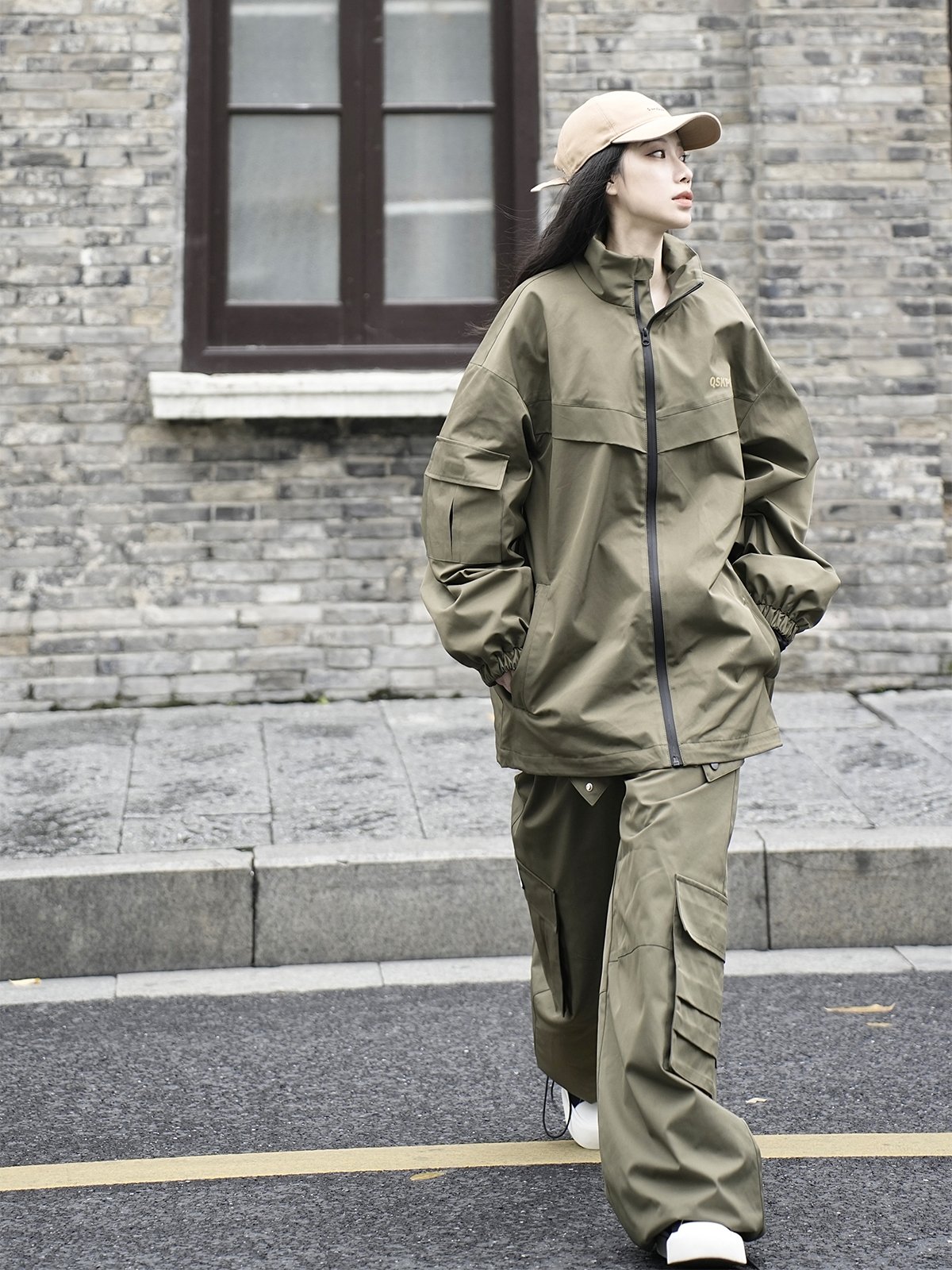 QSKPI GREEN OUTDOOR SKI SUIT FOR MEN AND WOMEN, 2024 NEW WIND AND WATERPROOF, STRONG-SWEET COUNTRY