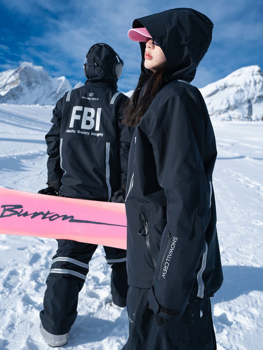 NEW THONGS WITH THICK WIND-PROOF AND WATERPROOF COATS WITH A PHOTOCOPY OF THE FBI'S SINGLE-BOARD WARM SKI SUIT