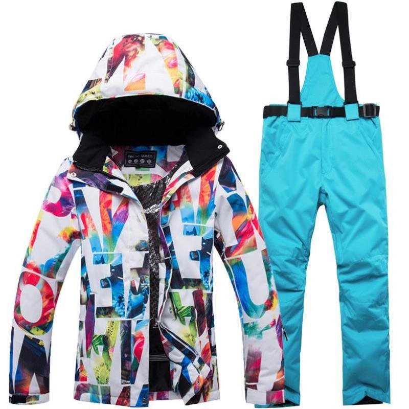 Single-board double-board coats with ski suits and pants to keep women warm for winter skiing