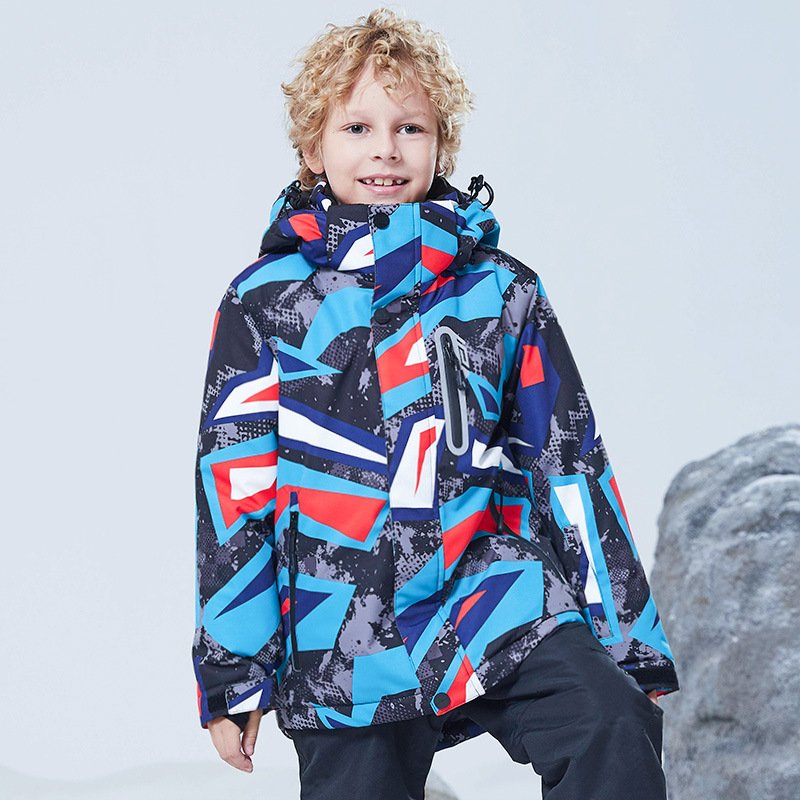 A pair of cold ski pants for boys and girls in winter skis