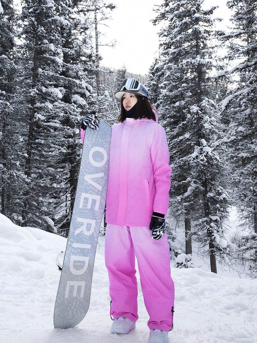 2024 new skating suit for women and men with loose wind and water-proof panels, two-board pink-coloured, gradual-ski-suit suit