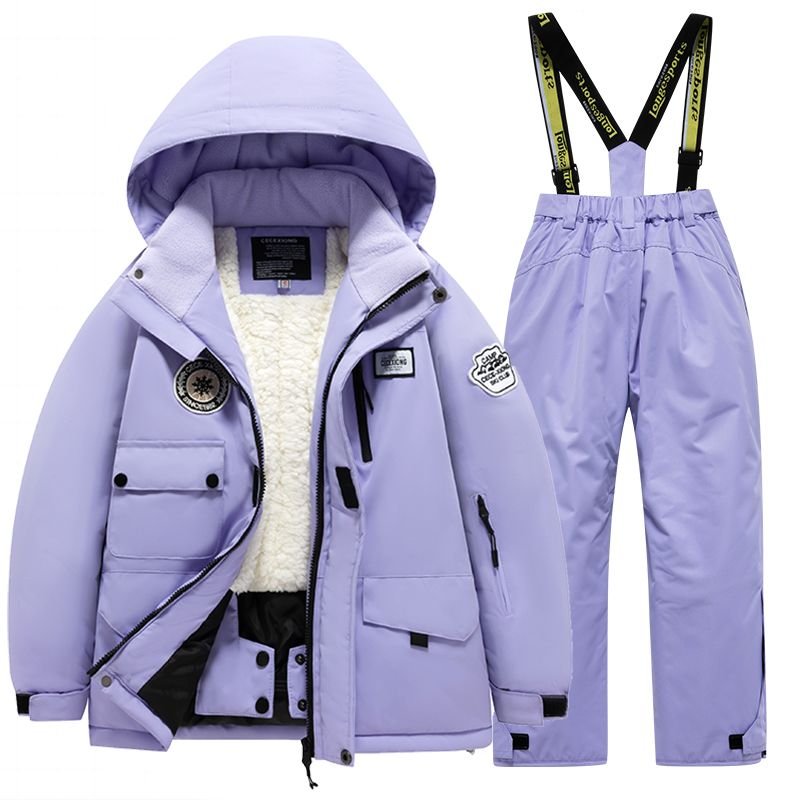 Children skiing suit for boys and girls with warm and warm cotton-skinned ski pants for winter