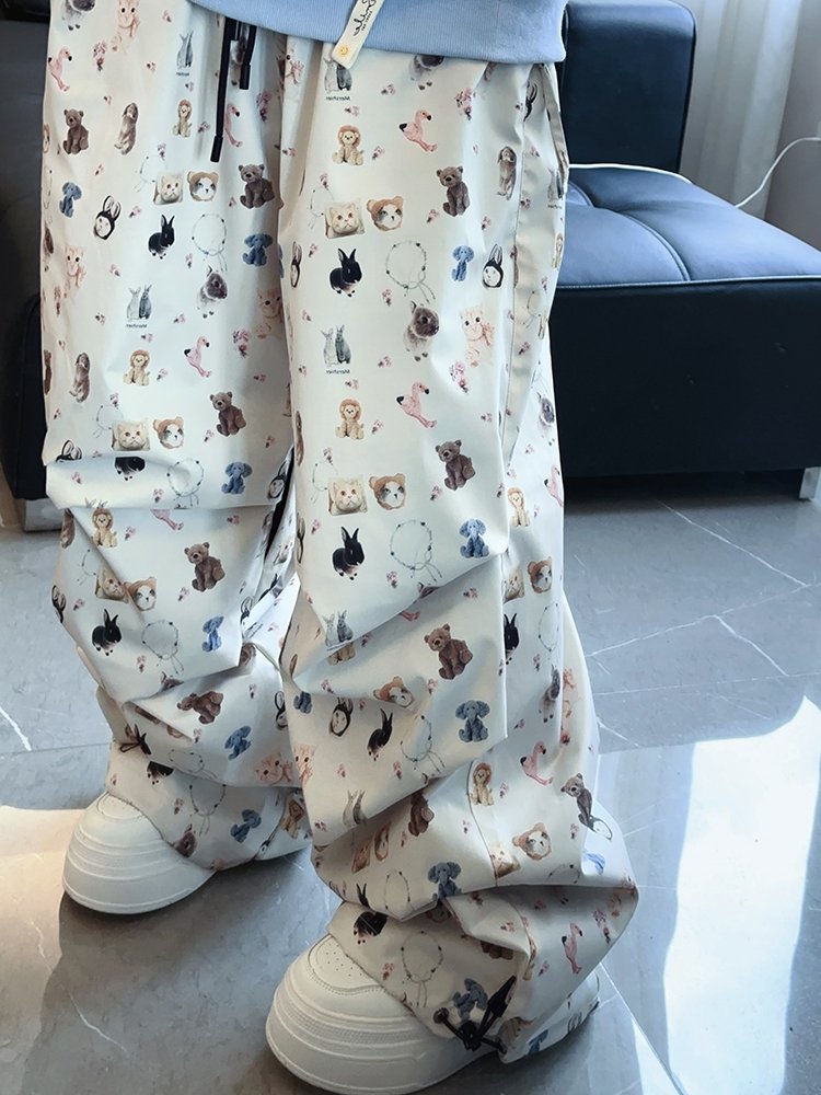 Cat and dog stamps designed a new waterproof 3L air-free, oversize one-sided ski pants neutral