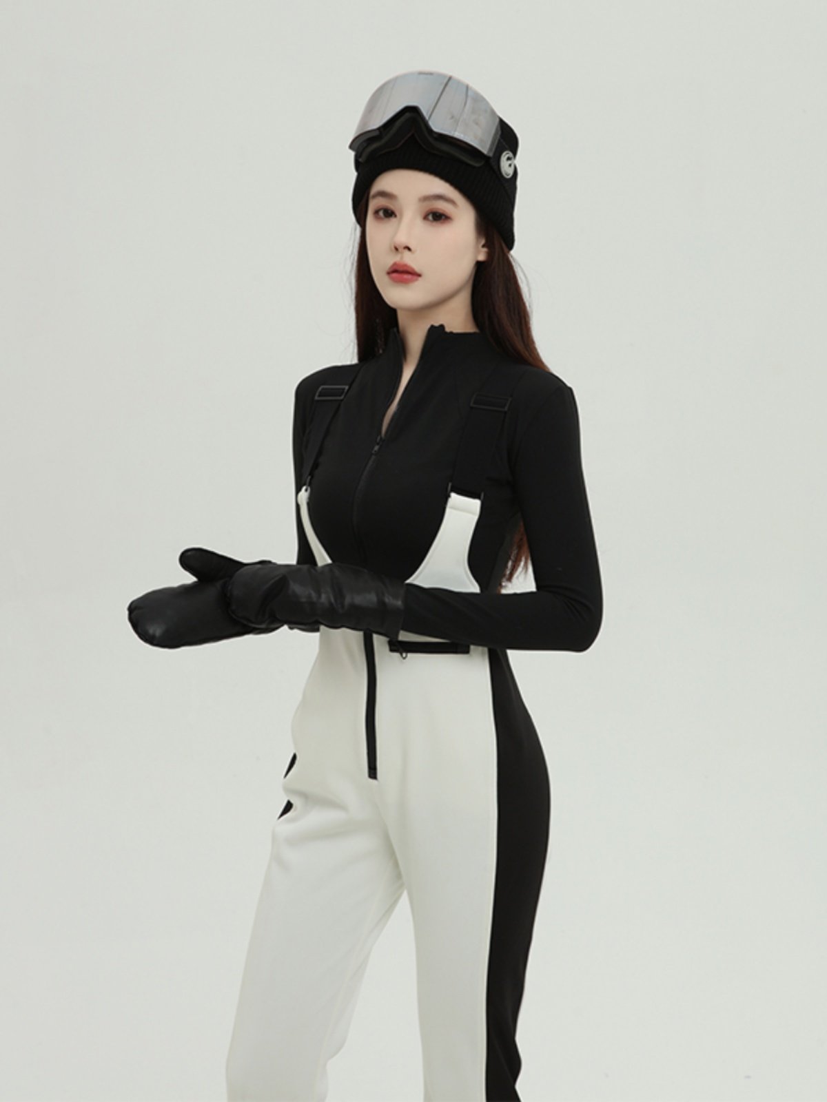 Kingcarve's pink, white, ski suit suit, female coat, 2023 new winter, thick and single board