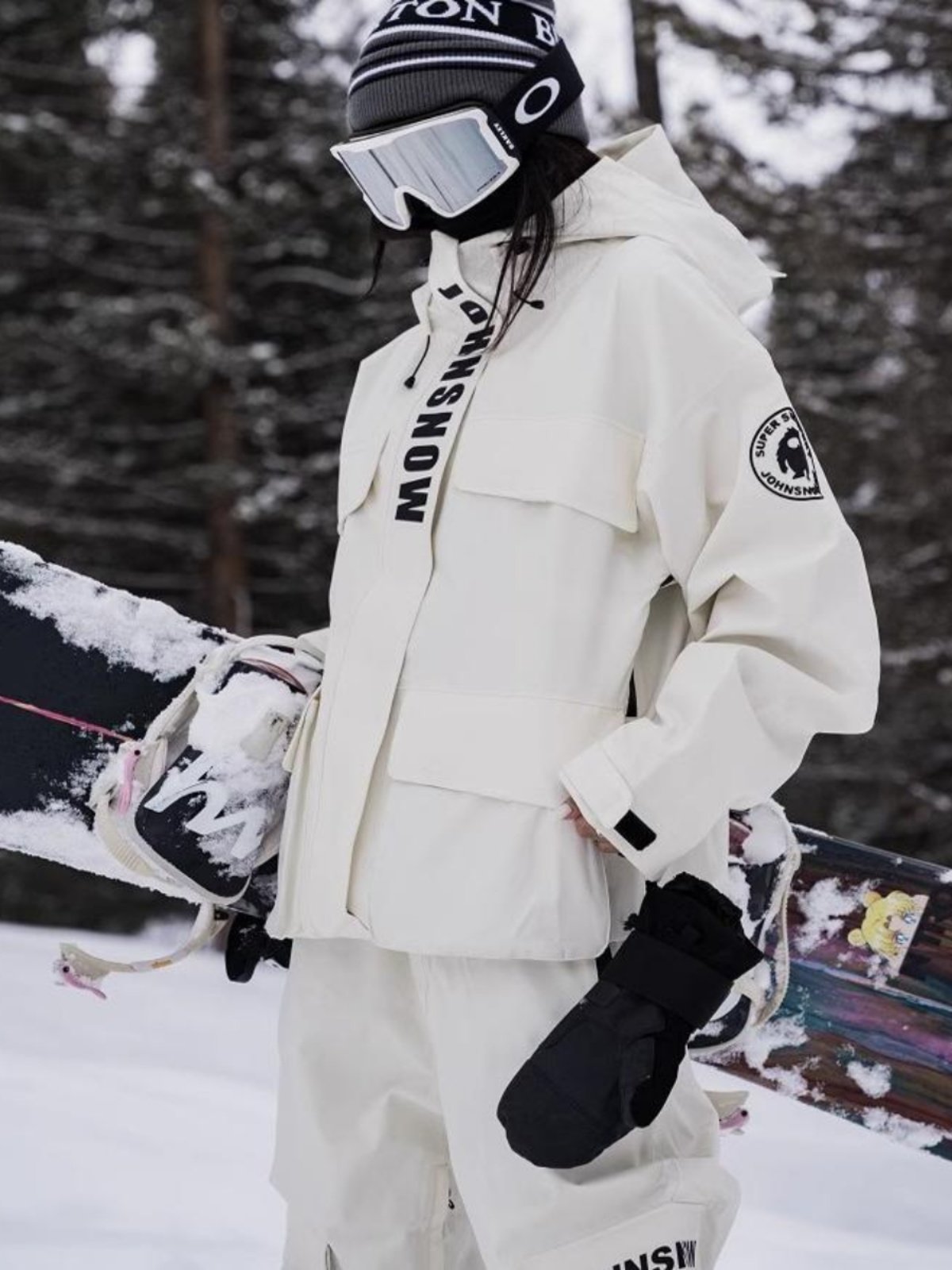 johnsnow snowboarding, double-boarding, outdoor easing for young men and women