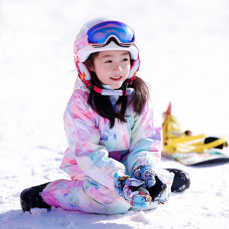 Children's skiing suit with co-ordinated girls and boys in outdoor water protection and velvet baby skiing suit