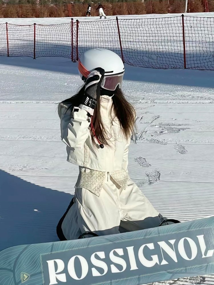 ISEEMIGGA WHITE-COLOURED FRAGRANCE NEW SKI SUIT DOUBLE-PLATED SKATING SUIT FOR WINTER
