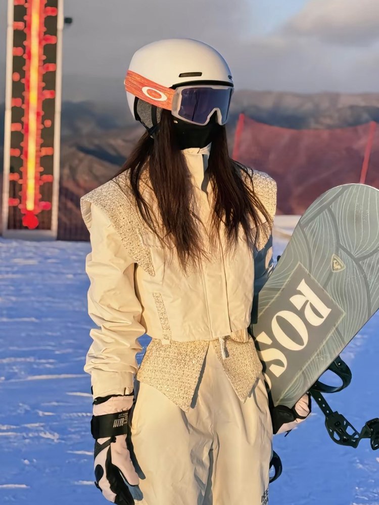 ISEEMIGGA WHITE-COLOURED FRAGRANCE NEW SKI SUIT DOUBLE-PLATED SKATING SUIT FOR WINTER