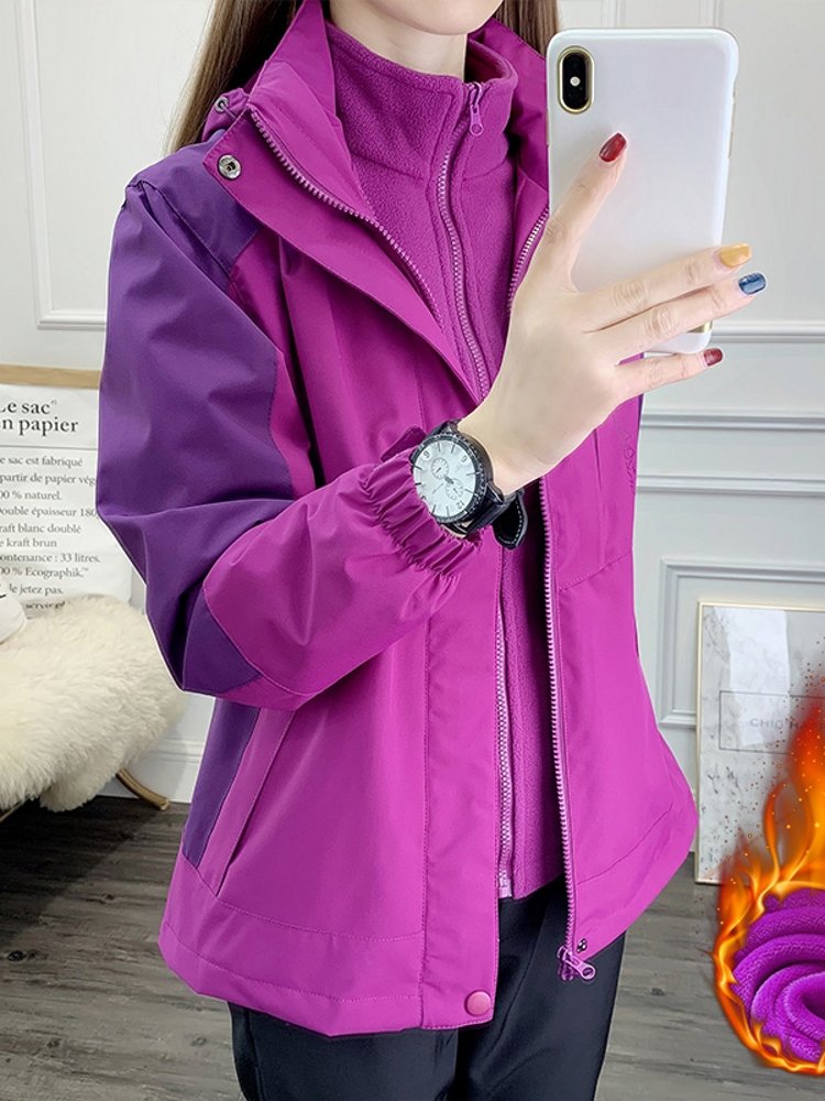 Dicannon's purple t-shirt girl, 2024 new velvet and thicker in winter, three in one