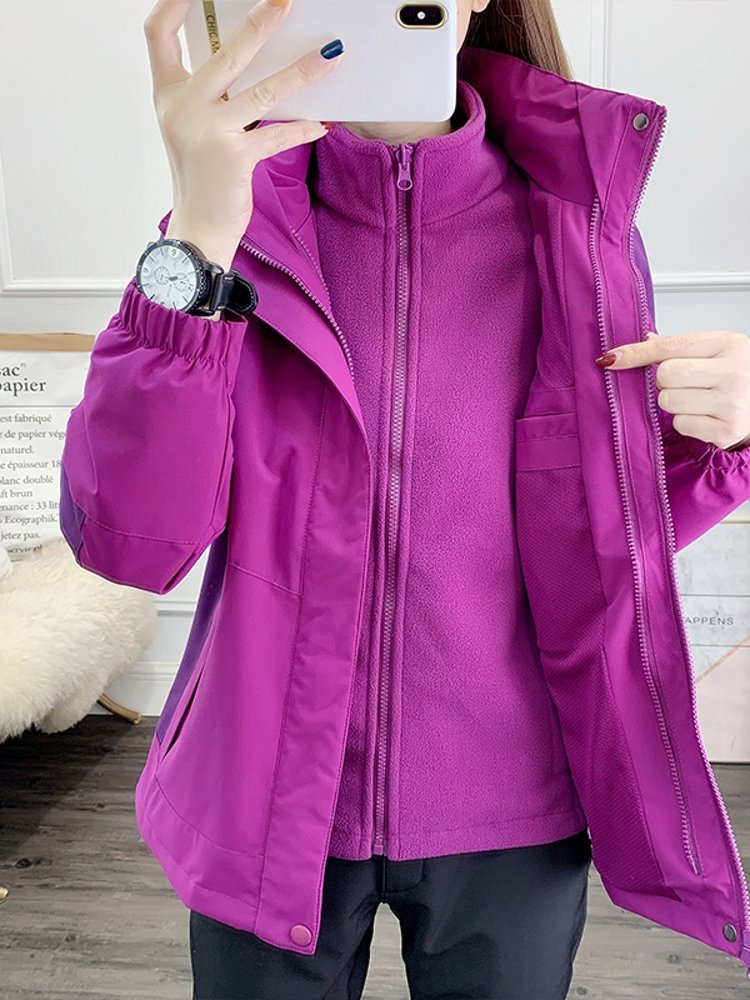 Dicannon's purple t-shirt girl, 2024 new velvet and thicker in winter, three in one